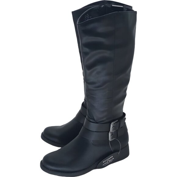 Stylish Women's Black Maliaa Riding Boots with Buckle - Size 5M - Picture 2 of 6